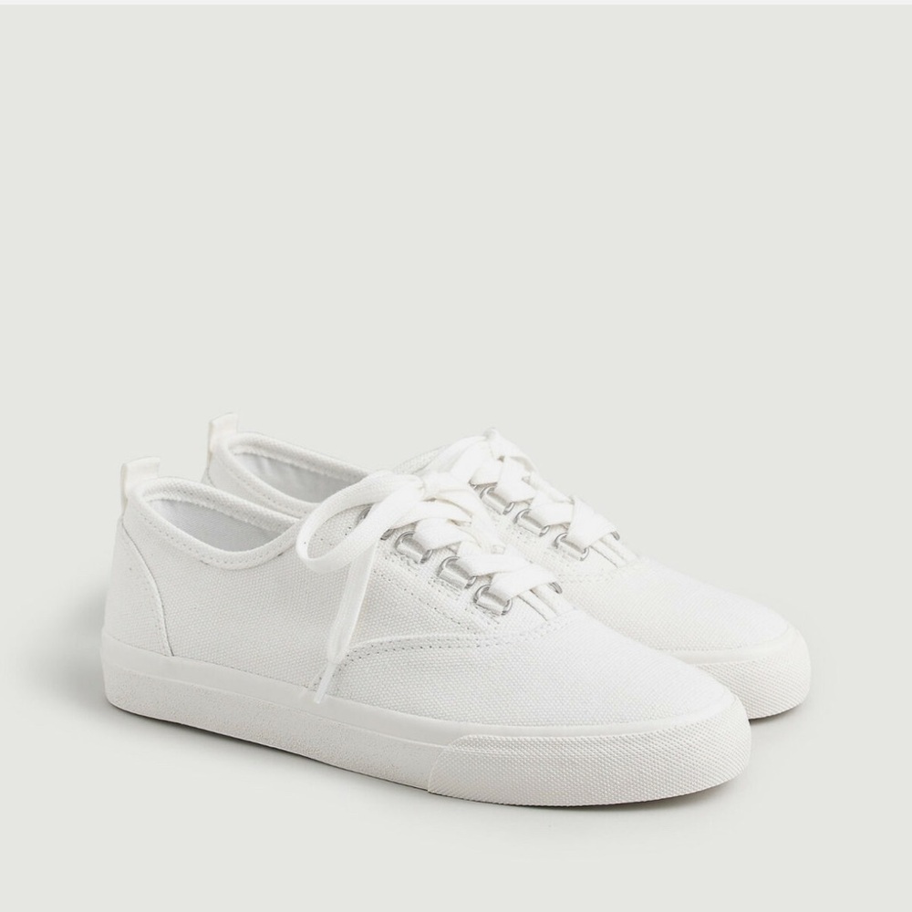 J. Crew Women's Bright White Recycled Canvas Sneakers 7